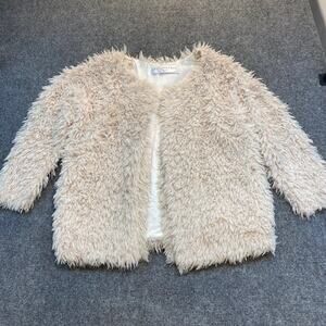 Leyendecker Los Angeles Women Medium Boom Faux Fur Marabou Jacket Ecru Festival